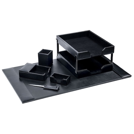 Dacasso Black Bonded Leather 8-Piece Desk Set DF-1403